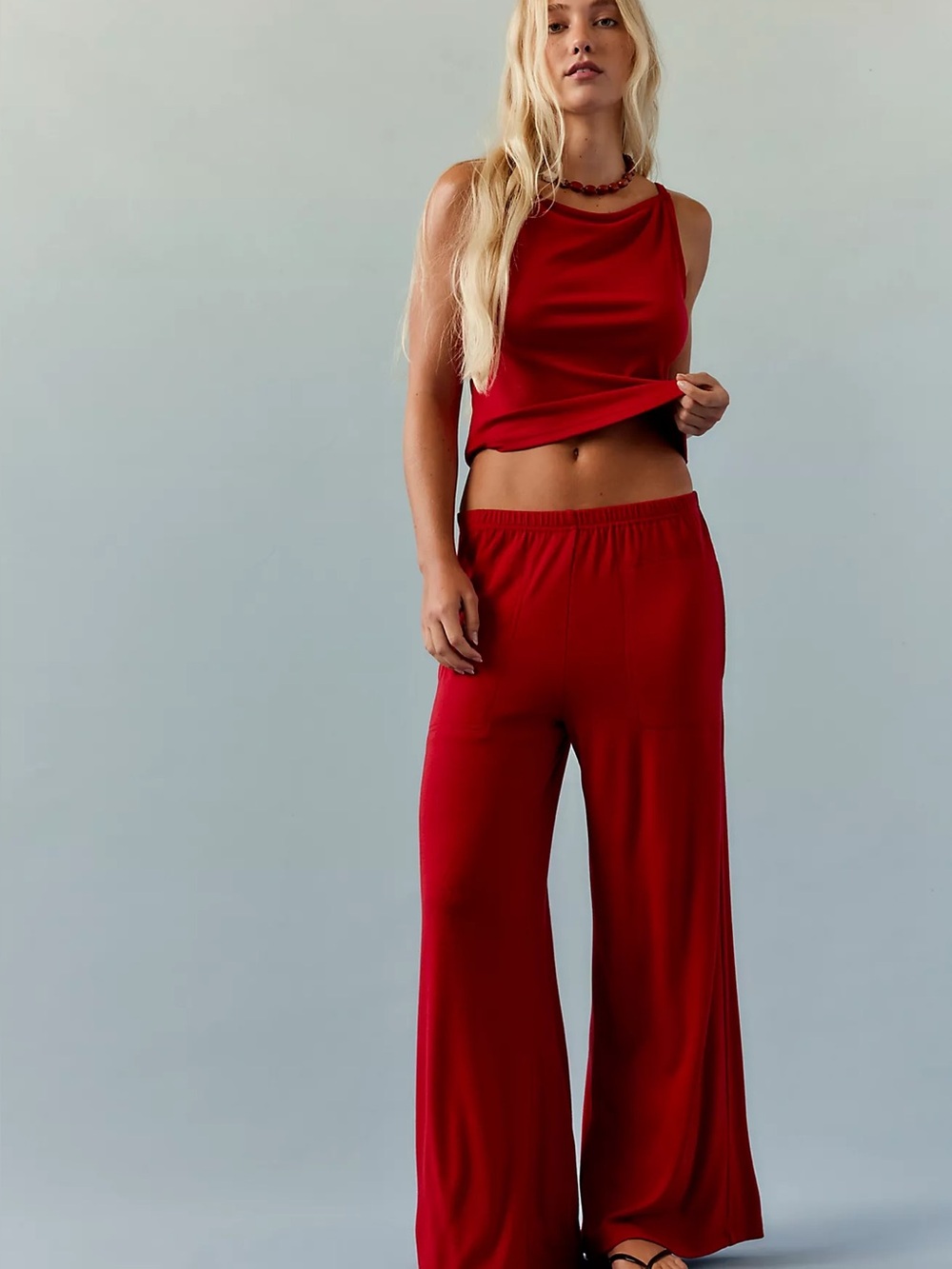 FREE PEOPLE | Good Feels Pant Set in Red